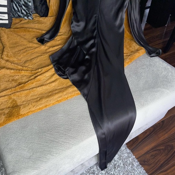 Alexander Wang Asymmetric Gathered Satin Dress in Black - Picture 11 of 13